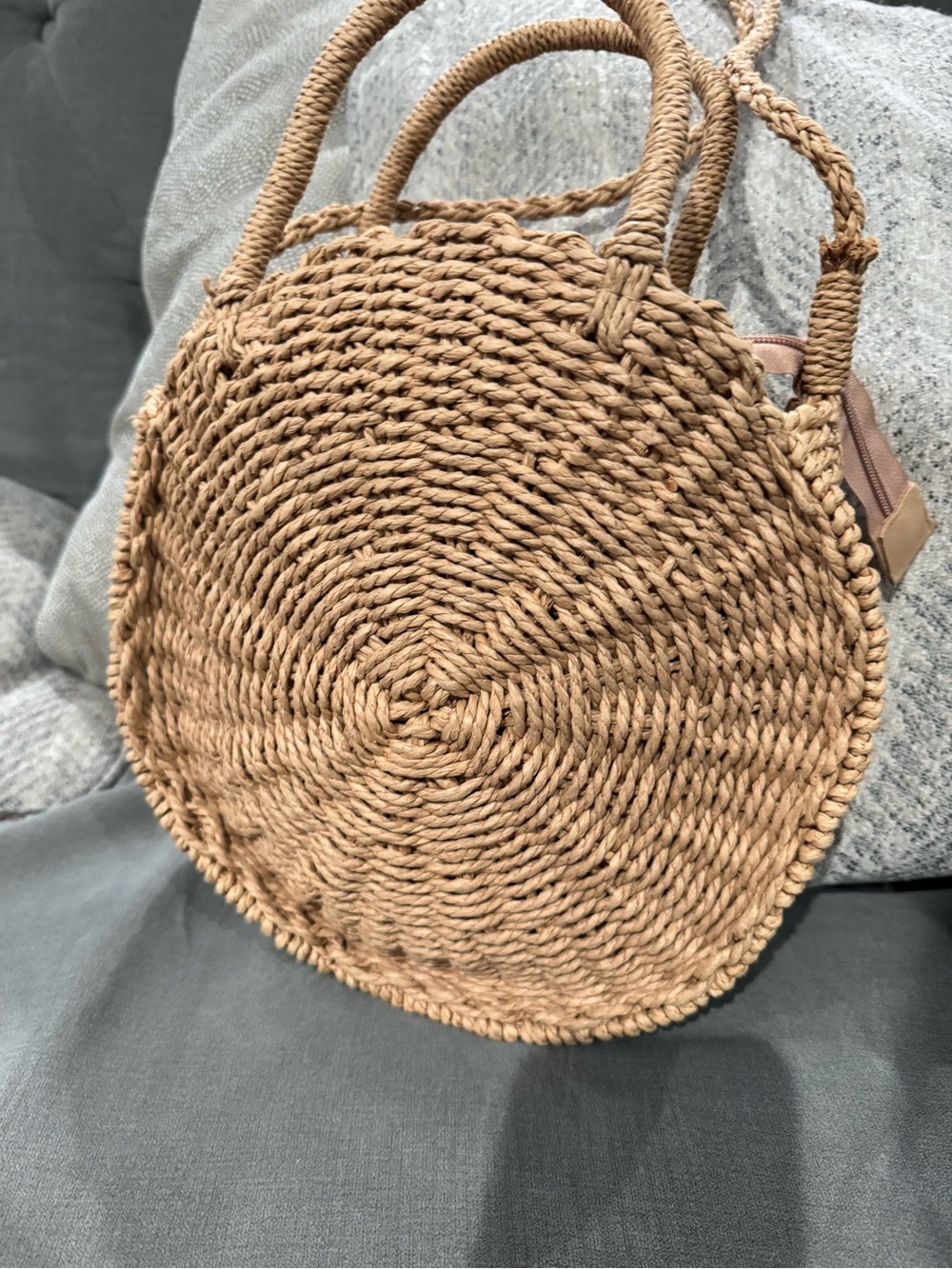 Round Woven Straw Tote Bag